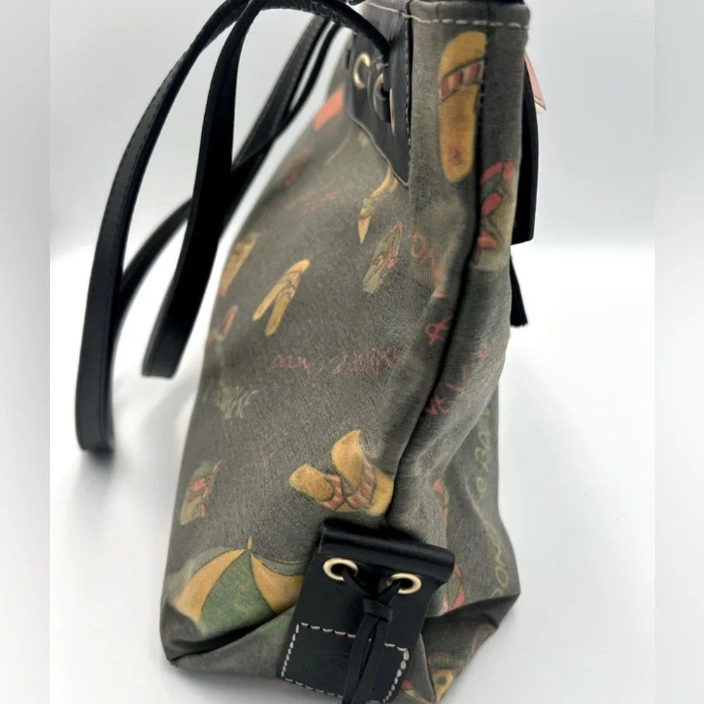 Dooney & Bourke Y2K Vintage Miami Beach Print Tassel Shoulder Satchel Bag Purse